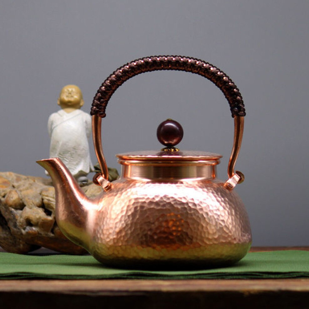 500ML Handmade Antique Copper Pot For Home Pure Copper Boiling Kettle Thickened Red Copper Teapot Health Tea Kettle acacuss