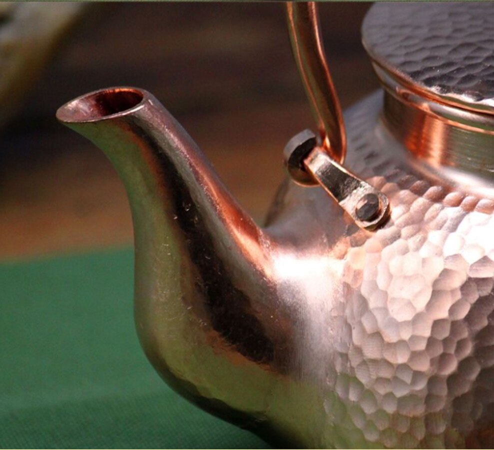 500ML Handmade Antique Copper Pot For Home Pure Copper Boiling Kettle Thickened Red Copper Teapot Health Tea Kettle acacuss