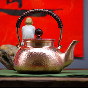 500ML Handmade Antique Copper Pot For Home Pure Copper Boiling Kettle Thickened Red Copper Teapot Health Tea Kettle acacuss