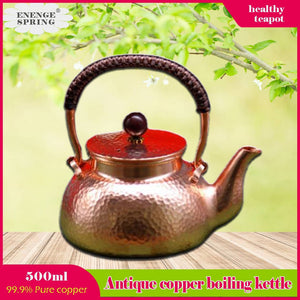 500ML Handmade Antique Copper Pot For Home Pure Copper Boiling Kettle Thickened Red Copper Teapot Health Tea Kettle acacuss
