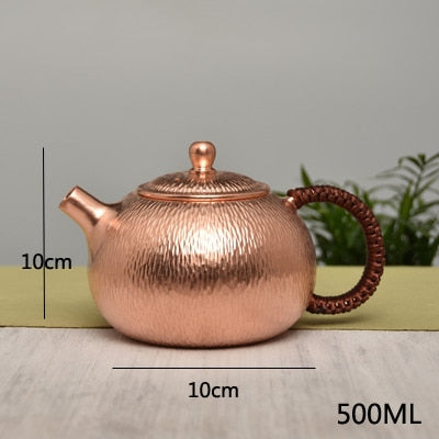 500ML Tea pot Pure Copper Handmade Chinese Style Kettle Kung Fu Tea Drinkware Tableware acacuss