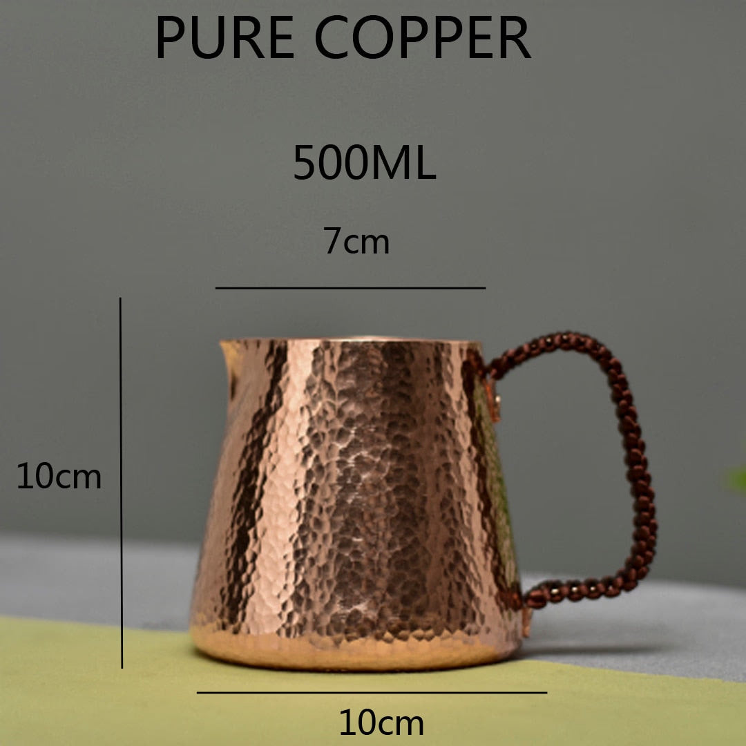 500ml Pure Copper Latte Pitcher Milk Jug Water Pots Kettles Hammer Handcraft  Drinkware Tableware acacuss
