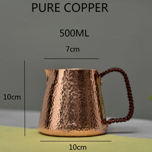 500ml Pure Copper Latte Pitcher Milk Jug Water Pots Kettles Hammer Handcraft  Drinkware Tableware acacuss