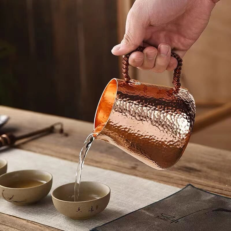 500ml Pure Copper Latte Pitcher Milk Jug Water Pots Kettles Hammer Handcraft  Drinkware Tableware acacuss