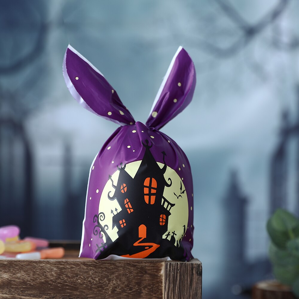 50Pcs Halloween Clear Plastic Candy Bags Pumpkin Skull Gift Packaging Bag Trick Or Treat Halloween Decor Printed Gift Bags 2023 acacuss