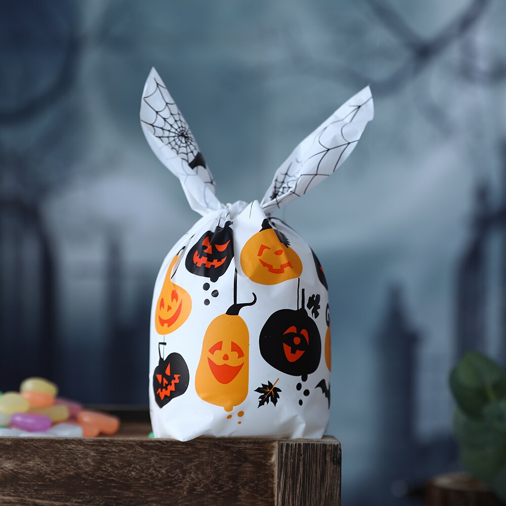 50Pcs Halloween Clear Plastic Candy Bags Pumpkin Skull Gift Packaging Bag Trick Or Treat Halloween Decor Printed Gift Bags 2023 acacuss