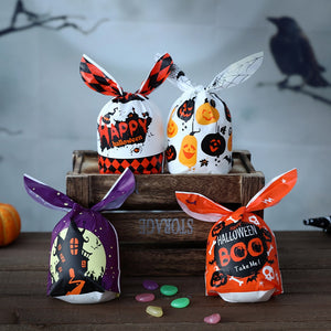 50Pcs Halloween Clear Plastic Candy Bags Pumpkin Skull Gift Packaging Bag Trick Or Treat Halloween Decor Printed Gift Bags 2023 acacuss