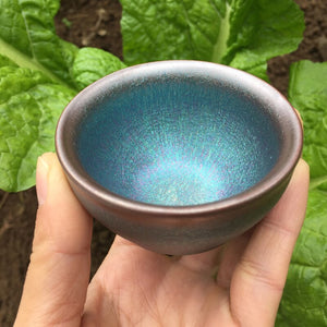 50ml Small Cups Color Tenmoku Tea Cup Natural Clay and Ore Chinese Traditional Kungfu Teaware Fired in Kiln /JIANZHAN acacuss