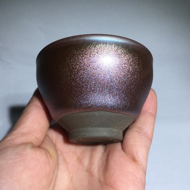 50ml Small Cups Color Tenmoku Tea Cup Natural Clay and Ore Chinese Traditional Kungfu Teaware Fired in Kiln /JIANZHAN acacuss