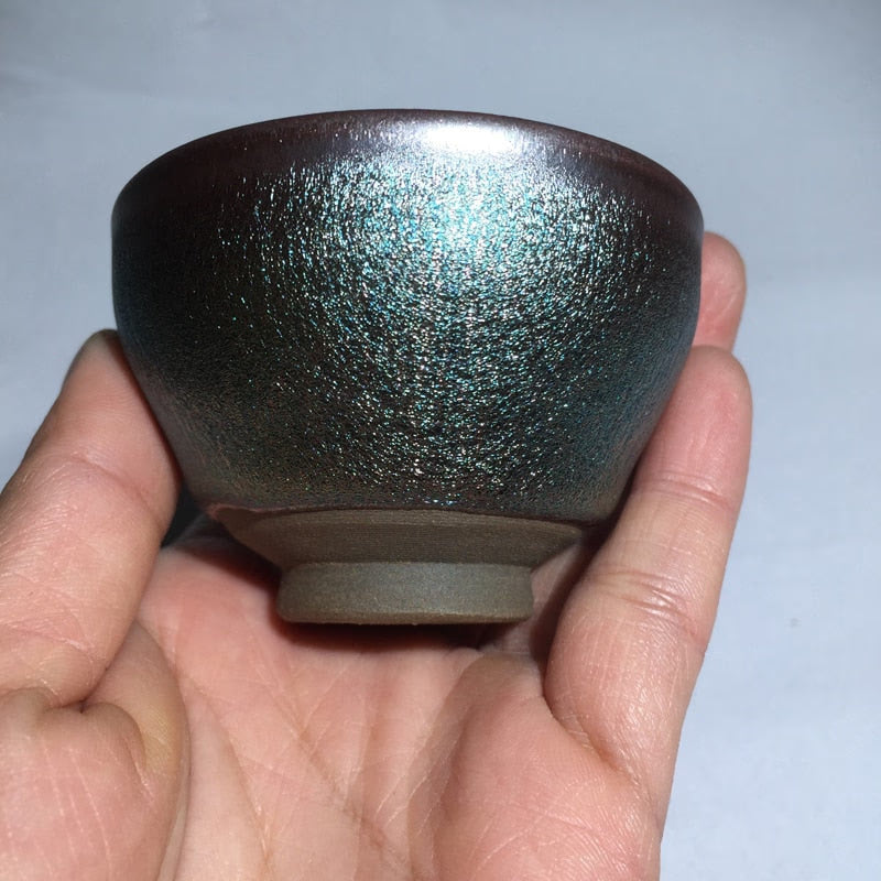 50ml Small Cups Color Tenmoku Tea Cup Natural Clay and Ore Chinese Traditional Kungfu Teaware Fired in Kiln /JIANZHAN acacuss