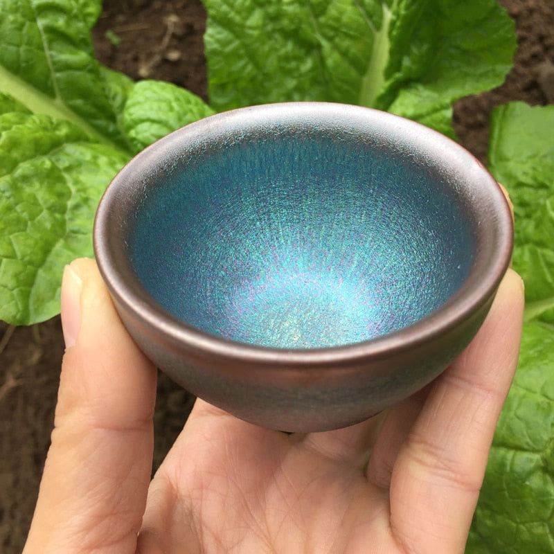 50ml Small Cups Color Tenmoku Tea Cup Natural Clay and Ore Chinese Traditional Kungfu Teaware Fired in Kiln /JIANZHAN acacuss