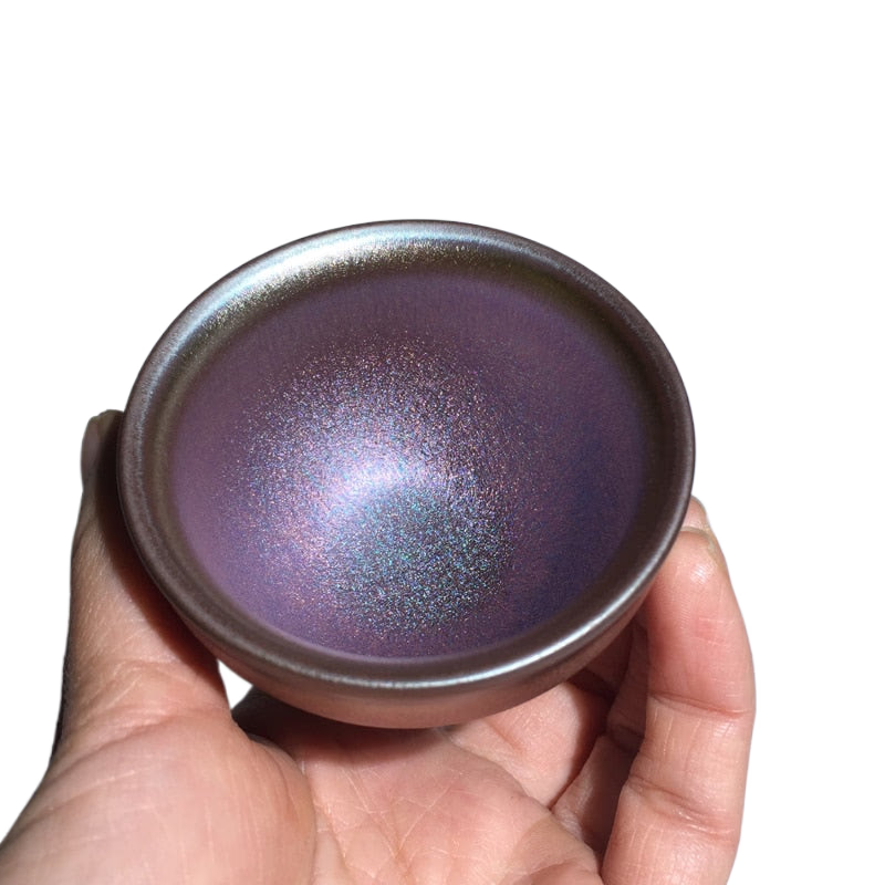 50ml Small Cups Color Tenmoku Tea Cup Natural Clay and Ore Chinese Traditional Kungfu Teaware Fired in Kiln /JIANZHAN acacuss