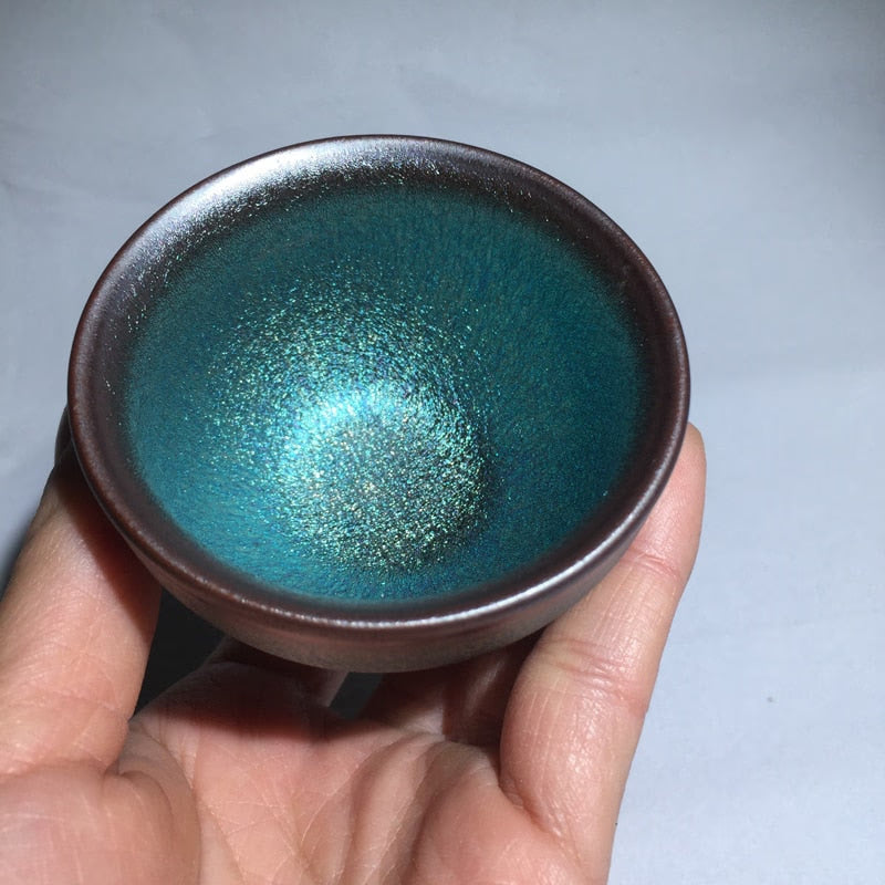 50ml Small Cups Color Tenmoku Tea Cup Natural Clay and Ore Chinese Traditional Kungfu Teaware Fired in Kiln /JIANZHAN acacuss