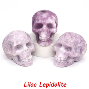 50mm Skull Head Statue Natural Stone Healing Crystal Reiki Carved Witchcraft Gemstone Figurine Crafts Home Decor Halloween Gifts acacuss