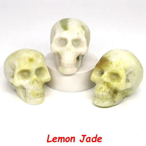 50mm Skull Head Statue Natural Stone Healing Crystal Reiki Carved Witchcraft Gemstone Figurine Crafts Home Decor Halloween Gifts acacuss