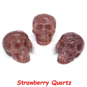 50mm Skull Head Statue Natural Stone Healing Crystal Reiki Carved Witchcraft Gemstone Figurine Crafts Home Decor Halloween Gifts acacuss