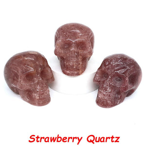 50mm Skull Head Statue Natural Stone Healing Crystal Reiki Carved Witchcraft Gemstone Figurine Crafts Home Decor Halloween Gifts acacuss
