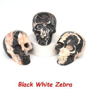 50mm Skull Head Statue Natural Stone Healing Crystal Reiki Carved Witchcraft Gemstone Figurine Crafts Home Decor Halloween Gifts acacuss