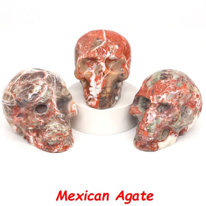50mm Skull Head Statue Natural Stone Healing Crystal Reiki Carved Witchcraft Gemstone Figurine Crafts Home Decor Halloween Gifts acacuss