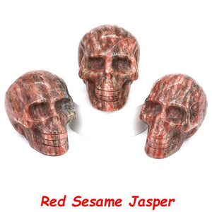 50mm Skull Head Statue Natural Stone Healing Crystal Reiki Carved Witchcraft Gemstone Figurine Crafts Home Decor Halloween Gifts acacuss