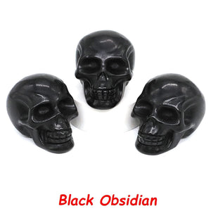 50mm Skull Head Statue Natural Stone Healing Crystal Reiki Carved Witchcraft Gemstone Figurine Crafts Home Decor Halloween Gifts acacuss