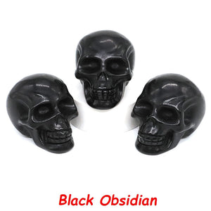 50mm Skull Head Statue Natural Stone Healing Crystal Reiki Carved Witchcraft Gemstone Figurine Crafts Home Decor Halloween Gifts acacuss