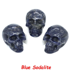50mm Skull Head Statue Natural Stone Healing Crystal Reiki Carved Witchcraft Gemstone Figurine Crafts Home Decor Halloween Gifts acacuss