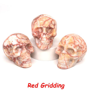 50mm Skull Head Statue Natural Stone Healing Crystal Reiki Carved Witchcraft Gemstone Figurine Crafts Home Decor Halloween Gifts acacuss