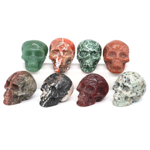 50mm Skull Head Statue Natural Stone Healing Crystal Reiki Carved Witchcraft Gemstone Figurine Crafts Home Decor Halloween Gifts acacuss