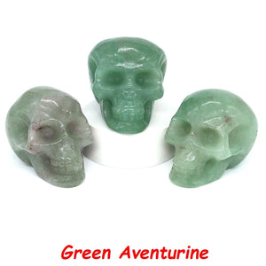 50mm Skull Head Statue Natural Stone Healing Crystal Reiki Carved Witchcraft Gemstone Figurine Crafts Home Decor Halloween Gifts acacuss