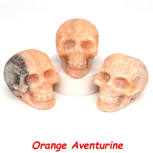50mm Skull Head Statue Natural Stone Healing Crystal Reiki Carved Witchcraft Gemstone Figurine Crafts Home Decor Halloween Gifts acacuss
