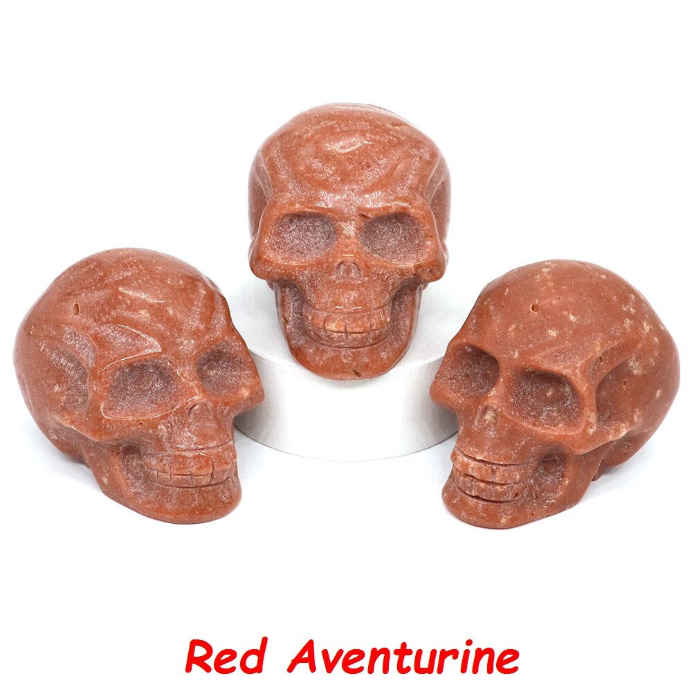 50mm Skull Head Statue Natural Stone Healing Crystal Reiki Carved Witchcraft Gemstone Figurine Crafts Home Decor Halloween Gifts acacuss
