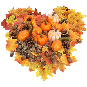 50pcs Simulation Pumpkin Golden Autumn Mini Pumpkin Set Halloween Pumpkin Thanksgiving Decoration Pumpkin Pine Cones Acorns Prop acacuss