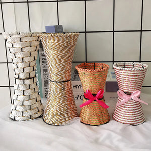 55cm New Artificial Flowers Wrought Iron Rattan Vases Country Style Flower Arrangement Vase Wedding Hotel DIY Home Decoration acacuss