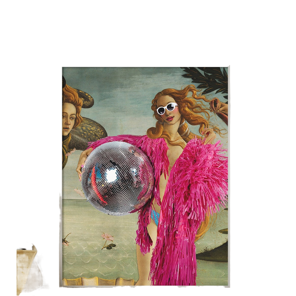 Disco Venus Botticelli's Venus Poster Altered Art Colorful Minimalist Wall Art Eclectic Fun Print Modern Living Room Home Decor acacuss