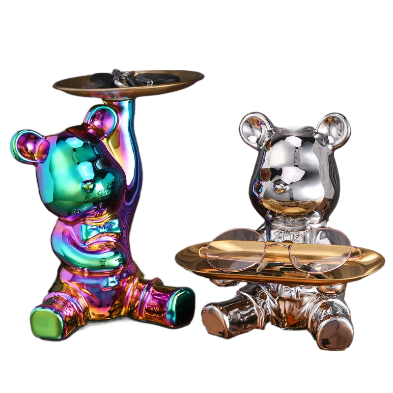 Ceramic Colorful Plating Bear Storage Box Home Living New Room Desktop Storage Tray Decorative Statue Money Box Ornaments acacuss