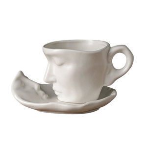 Abstract Stereo Face Porcelain Coffee Cup Vintage Ceramic Mug with Saucer Spoon Nordic Art Face Coffee Cup Teacup Gift Decor New acacuss