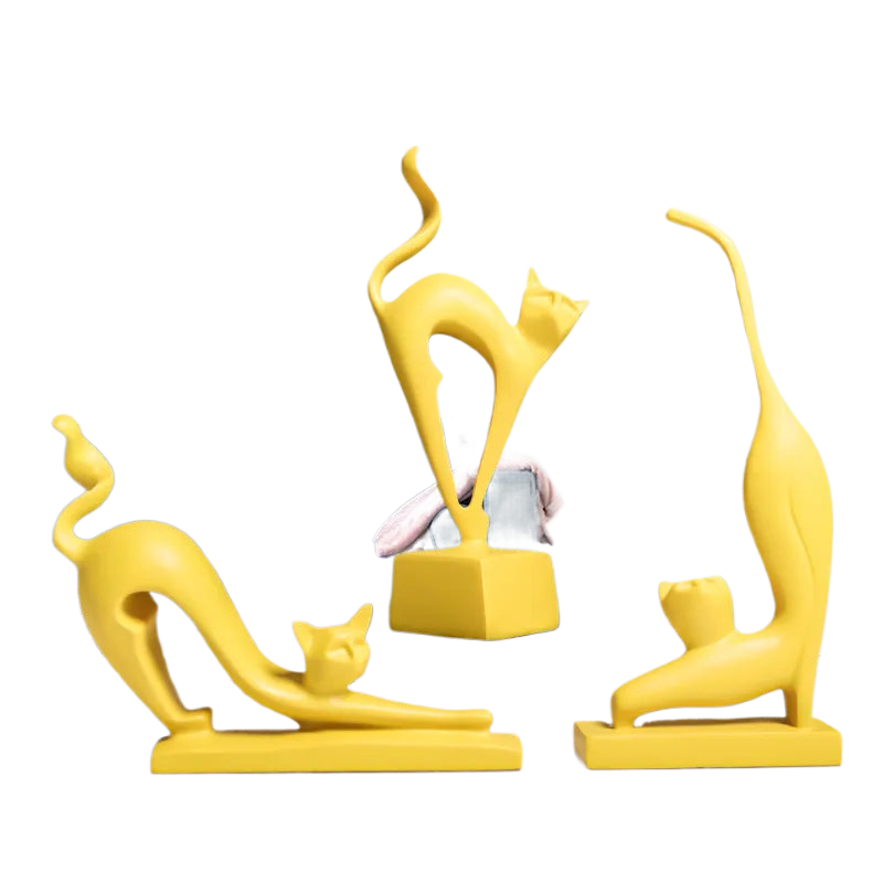 Creative 3 Lovely Cats Sculptures Kitten Statue Muti Color Figurines Animal Home Decor Decorations For Room Shelf Bookcase Gifts acacuss