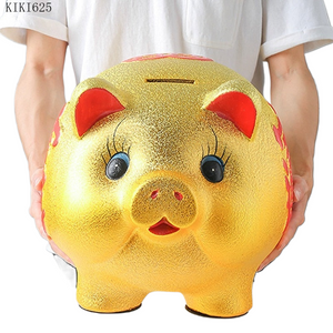 Ceramic Lucky Gold Pig Coin Piggy Bank Large Capacity Children's Storage Box Cute Pig Animal Jar Home Piggy Bank Kids Gift acacuss