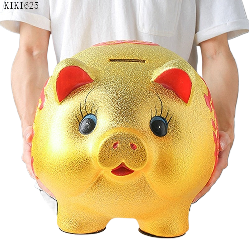 Ceramic Lucky Gold Pig Coin Piggy Bank Large Capacity Children's Storage Box Cute Pig Animal Jar Home Piggy Bank Kids Gift acacuss