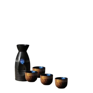 5Pcs Retro Japanese Sake Set Ceramic Flagon Liquor Cup 1 Pot 4 Cups Home Bar Sake White Wine Pot Creative Drinkware Gifts acacuss