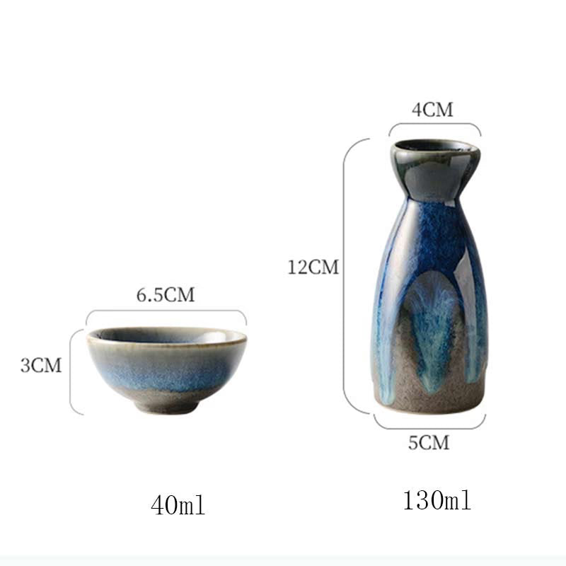 5Pcs Retro Japanese Sake Set Ceramic Flagon Liquor Cup 1 Pot 4 Cups Home Bar Sake White Wine Pot Creative Drinkware Gifts acacuss