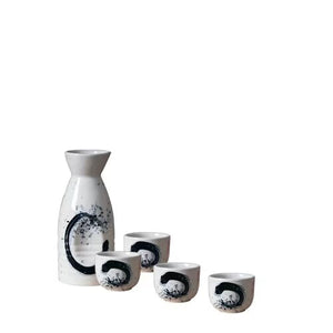 5Pcs Retro Japanese Sake Set Ceramic Flagon Liquor Cup 1 Pot 4 Cups Home Bar Sake White Wine Pot Creative Drinkware Gifts acacuss
