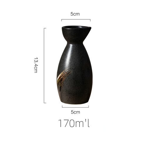 5Pcs Retro Japanese Sake Set Ceramic Flagon Liquor Cup 1 Pot 4 Cups Home Bar Sake White Wine Pot Creative Drinkware Gifts acacuss