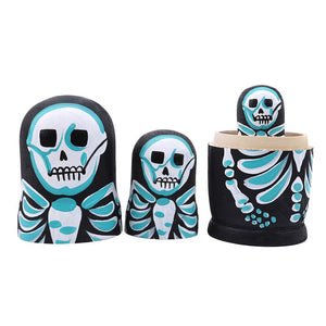 5Pcs/Set Skull Russian Dolls Hand Painted Home Decor Birthday Gifts Baby Toy Nesting Dolls Wooden Matryoshka Toys acacuss