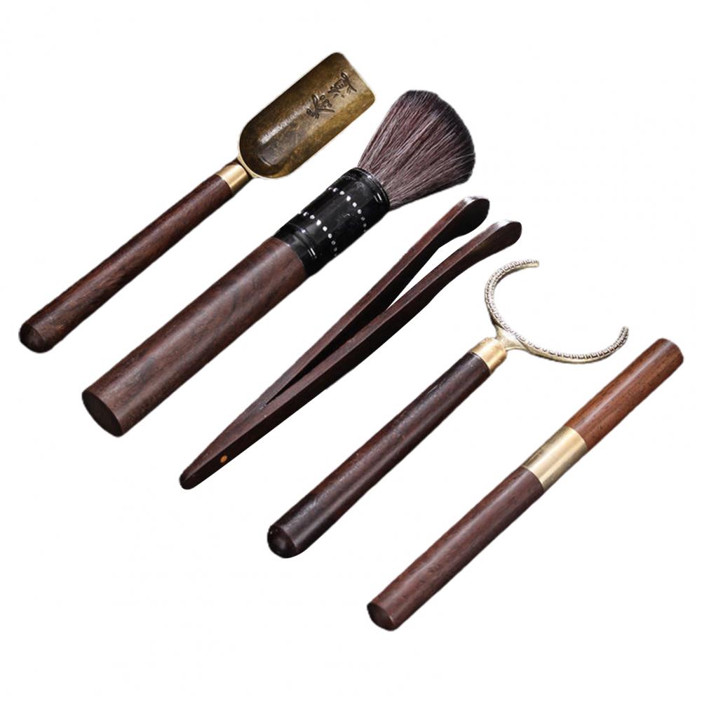 5Pcs/Set Tea Ceremony Heat-resistant Kung Fu Tea Tools Wooden Chinese Gongfu Teaspoon Tea Tong Needle Set Tearoom Supplies  acacuss