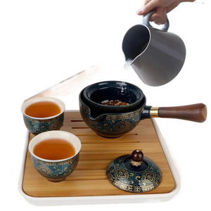 360 Rotation Tea Maker and Infuser Ceramic Tea Cup for Puer Porcelain Chinese Gongfu Tea Set Flowers Exquisite Shape acacuss