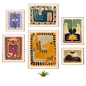 Ancient Egypt Colorful Abstract Boho Poster Tiger Leopard Figure Wall Art Prints Canvas Painting Decor Pictures For Living Room acacuss