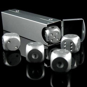 5pcs Aluminum Alloy Metal Dices Set Whisky Dice Stones Ice Cubes Bucket Reusable Keep Wine Chilling Poker Party Dice Accessories acacuss