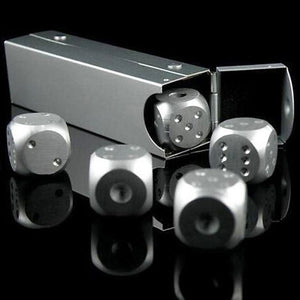 5pcs Aluminum Alloy Metal Dices Set Whisky Dice Stones Ice Cubes Bucket Reusable Keep Wine Chilling Poker Party Dice Accessories acacuss